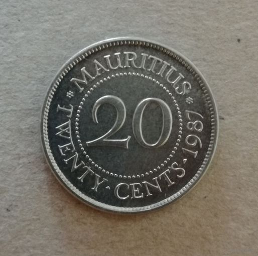 Маврикий 20 центов, 1987 год, KM# 53  ю