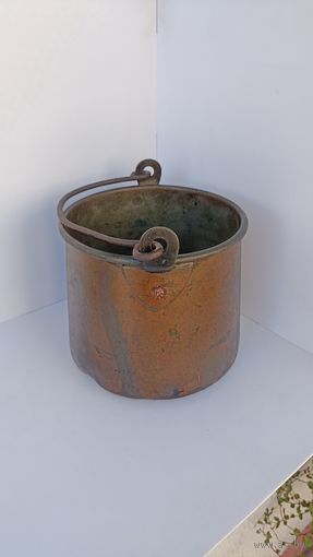 Котелок медный ПМВ 1910 год Смоленков, состояние огонь с рубля
