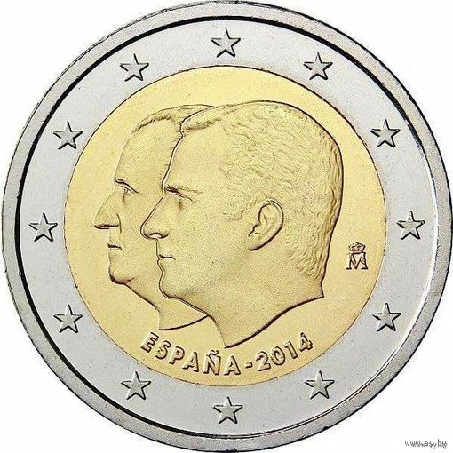 2 евро 2014 Испания Смена трона UNC из ролла