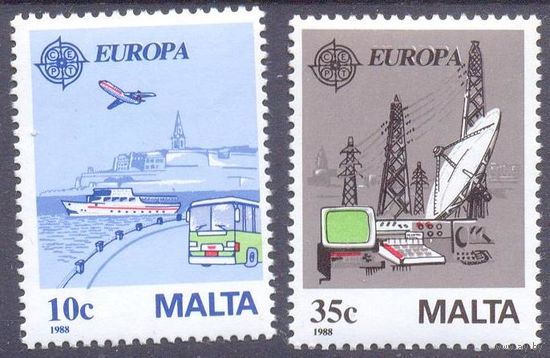 Мальта 1988 Европа-септ связь коммуникации  спутник транспорт