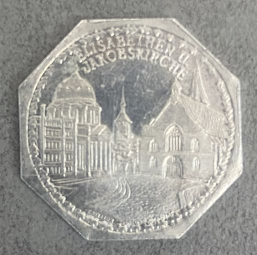 Германия Нюрнберг нотгельд 20 пфеннигов 1919 год. Церковь Святого Иакова. трамвайный жетон