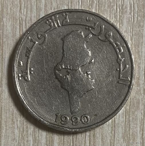 Монета 1/2 динара 1990 год. Тунис