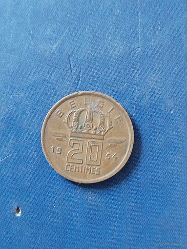 Бельгия 20 сантимов 1954 "BELGIE"