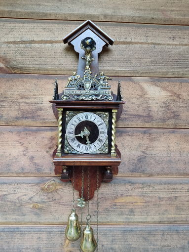 Голландские МАЛЫЕ Настенные Часы РЕДКИЕ 1950-е гг. в стиле XVII века "ZAANSE CLOCK" S#4.