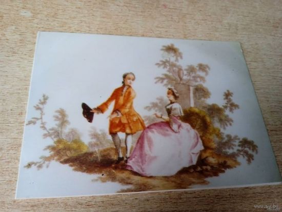 Открытка ЖАНРОВАЯ СЦЕНА НАРИСОВАННАЯ НА ФАРФОРЕ МЕДВЕДЕВ.ОК 1765 Б.Г.ХОЙЕР НАЦИОНАЛЬНЫЙ МУЗЕЙ В ВАРШАВЕ