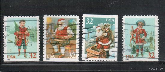 (США-1995 (Мих.2648-2651) , гаш. ,  Рождество,Новый Год,(полная серия)(2)