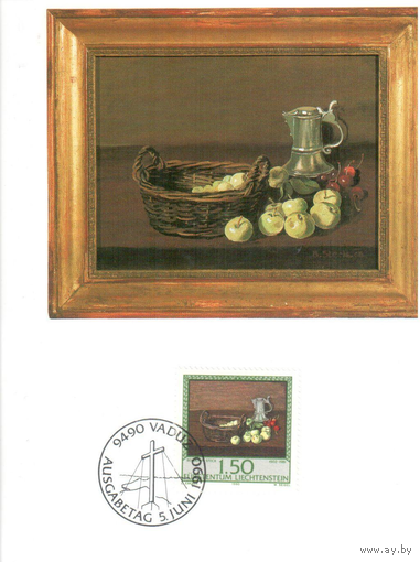 ЛИХТЕНШТЕЙН, 1990, Картмаксимум Живопись Цветы