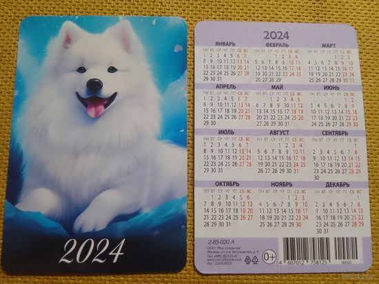 Карманный календарик. Собака. 2024 год