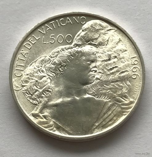 Ватикан 500 лир 1966 - серебро, UNC!