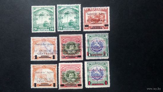 Сальвадор\152ф\ 1929-1930 авиапочта. надпечатка 441I\442II-445II-MH