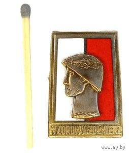 Польша. Знак Образцовый солдат периода 1973-1999 гг. в бронзе  22 / 31 мм
