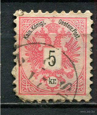 Австро-Венгрия - 1883 - Герб - 5 Kr (перф. 9 1/2) - [Mi.46A] - 1 марка. Гашеная.  (Лот 17GR)-T41P34