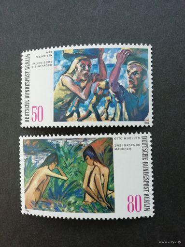 Западный Берлин 1982 Серия из 2 марок "Картины современных немецких художников из берлинских коллекций" (чистые**) Mi.678-679 каталог 3.00 евро