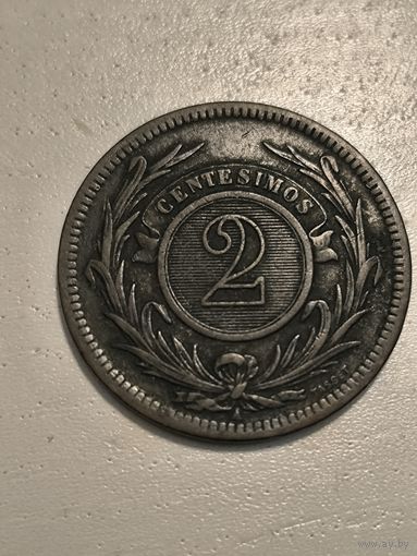 2 centimos Uruguay 1869