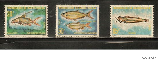 Верхняя Вольта-1979(Мих.752-754),  ** ,  Морская  Фауна , Рыбы(полная серия)