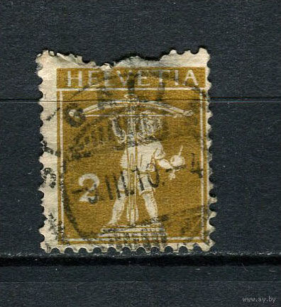Швейцария - 1908/1940 - Сын Вильгельма Телля с арбалетом 2с - [Mi.111i] (с повреждением)- 1 марка. Гашеная.  (Лот 108CB)