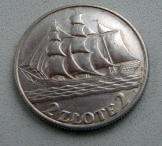 2 злотых 1936, Польша.
