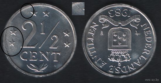 Нидерл. Антильские о-ва __km9a 2 1/2 цента 1983 год (_6 раскол ТОРГ ЛЮБОЙ