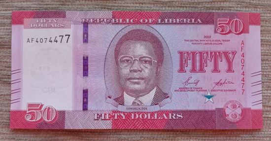 Werty71 Либерия 50 долларов 2022 UNC банкнота