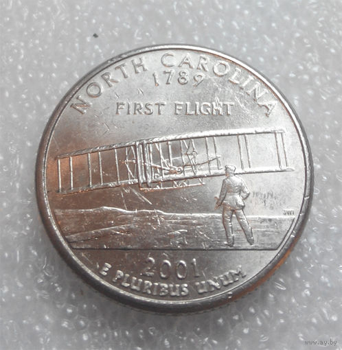 25 центов (квотер) 2001 (P) North Carolina, США #01