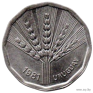 ВОСТОЧНАЯ  РЕСПУБЛИКА УРУГВАЙ. 2 НОВЫХ ПЕСО 1981 FAO Международный день еды. Колосья