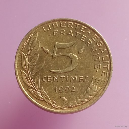Франция 5 сантим 1992