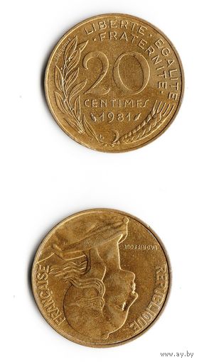 20 сантимов Франция 1981 год