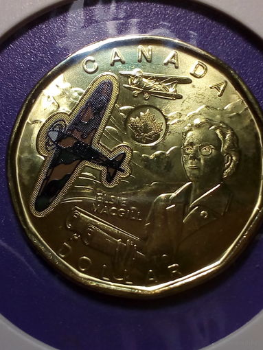 1 доллар Канада 2023 год самолёт цветной.