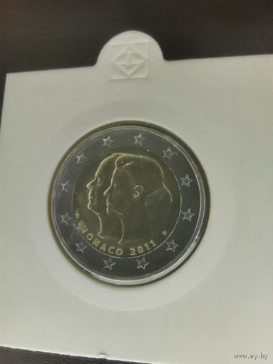 Монако  2 евро 2011 Свадьба Князя Монако Альбера II и Шарлин Уиттсток UNC