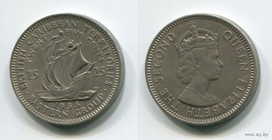 Британские Карибские Территории Восточная группа. 25 центов (1955, XF)