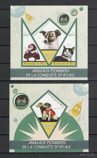 Мали 2015 Космос Животные собаки обезьяны кошки 1 лист и 1 блок MNH**