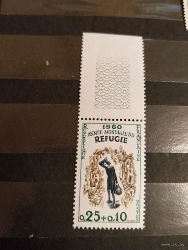 1960 Франция Всемирный год беженцев чистая клей MNH** с полем 5-10