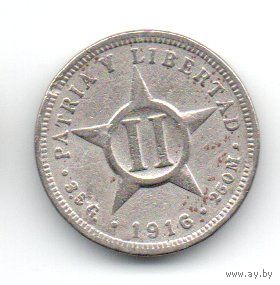 РЕСПУБЛИКА КУБА 2 СЕНТАВО 1916. НЕЧАСТАЯ.