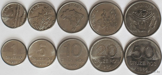 Бразилия набор 5 монет 1982 - 1985 UNC