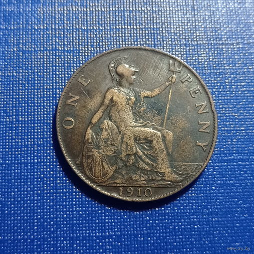 Великобритания 1 пенни 1910 год король Эдуард VII последний год чекана состояние
