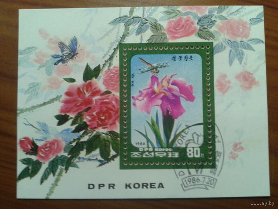 КНДР 1986 Цветы Блок