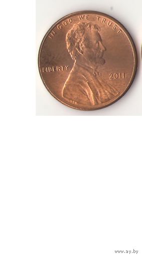 1 Цент 2011.  1 cent USA  Линкольн щит на реверсе