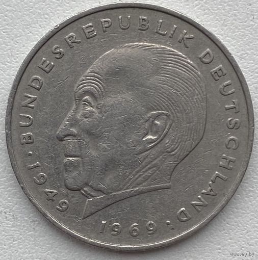 Германия 2 марки 1977 г. F. Конрад Аденауэр. 20 лет Федеративной Республике (1949-1969)