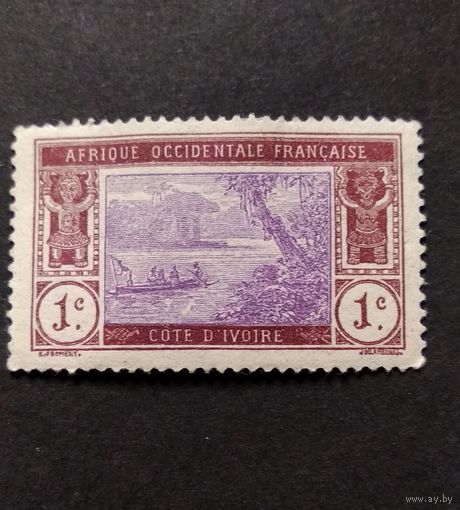Франция\677фе\ Французские колонии. Кот Дивуар.  Туземцы на лодке. 1913год