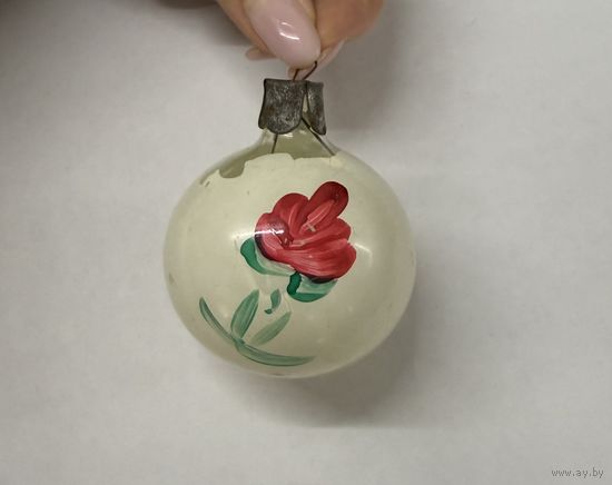 Елочная игрушка Шар ручная художественная роспись СССР