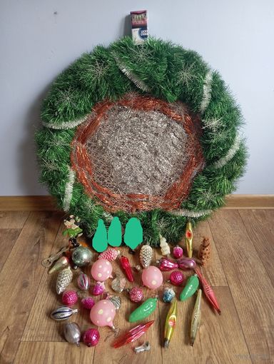 С 1 руб ЁЛОЧНЫЕ ИГРУШКИ 1960-70 ые и ВЕНОК