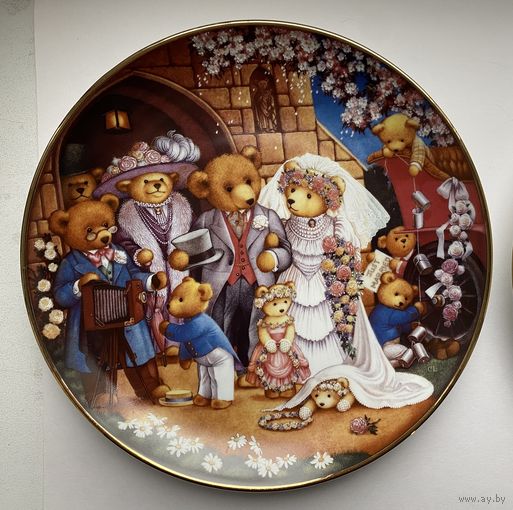 Тарелка декоративная, Teddy Bear Wedding, фарфор.