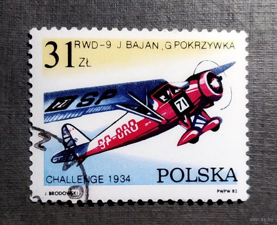 Марка Польша 1982 год Авиация
