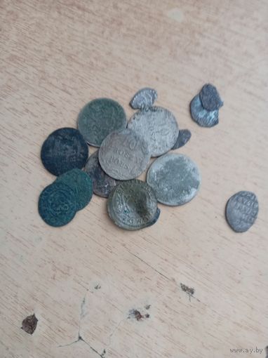 Лот серебра сборка ( чешуя гроши крестинки)