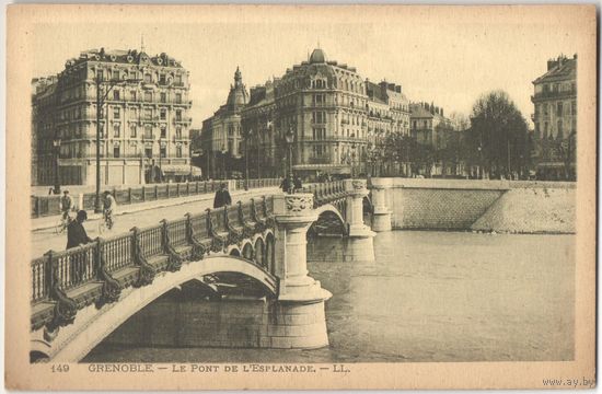 Старинная открытка "Гренобль. Мост"