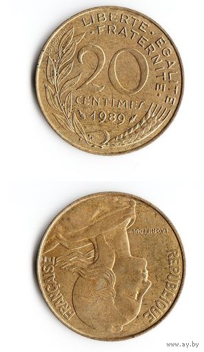 20 сантимов Франция 1989 год