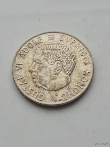 1 крона 1960 года Швеция. Серебро 400. Монета не чищена. 45400