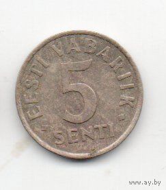 ЭСТОНСКАЯ РЕСПУБЛИКА. 5 СЕНТОВ 1991