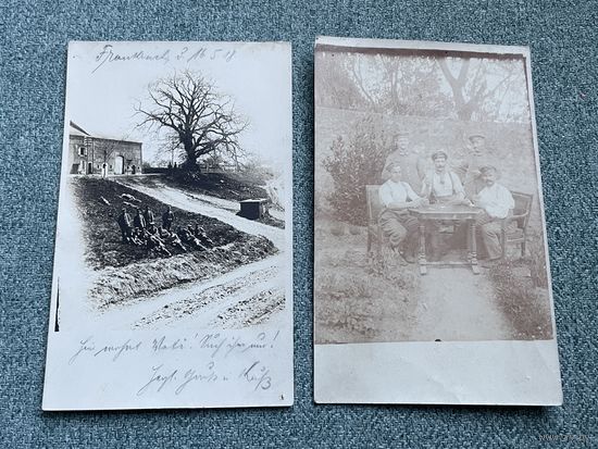 Фотооткрытки 1 Мировая война / Немецкие солдаты и офицеры на позициях и на отдыхе, подписана 16.05.1918