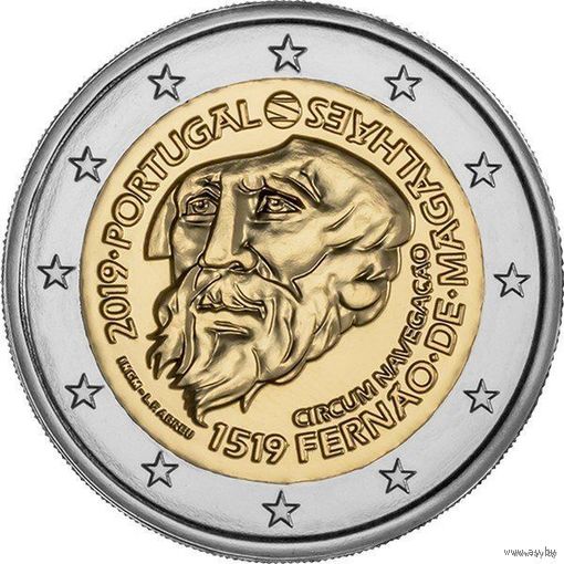 2 евро 2019 Португалия Магеллан UNC из ролла